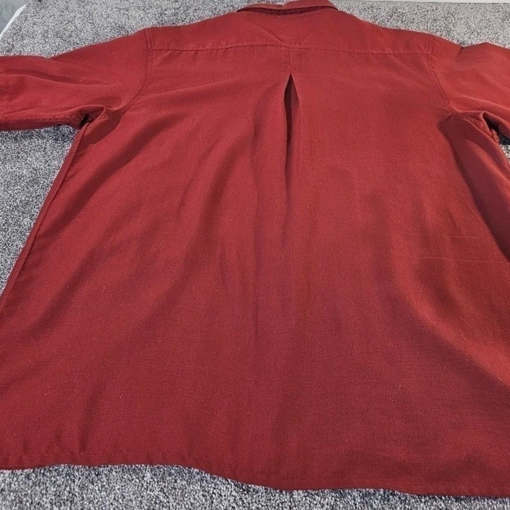 VTG Bruno Button Down Shirt Mens 3XLT‎ Red Sueded Microfiber Floral Embroidered - Picture 6 of 6